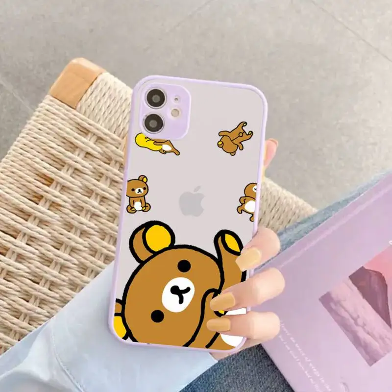 Rilakkuma Phone Case for iPhone X XR XS 7 8 Plus 11 12 13 pro MAX 13mini Translucent Matte Case