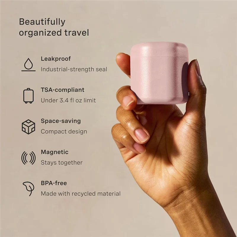 مجموعة كبسولات العناية بالجسم 3 قطع 1.32 أونصة للسفر، حاوية مغناطيسية مع أغطية