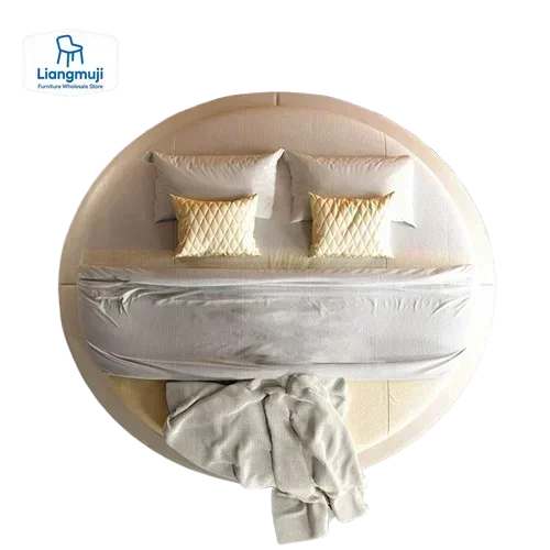 سرير مستدير مصمم فريد من نوعه بحجم كينغ مزدوج وخفيف الوزن سرير زفاف فاخر عصري عالي الجودة أثاث سرير Cama De Casal