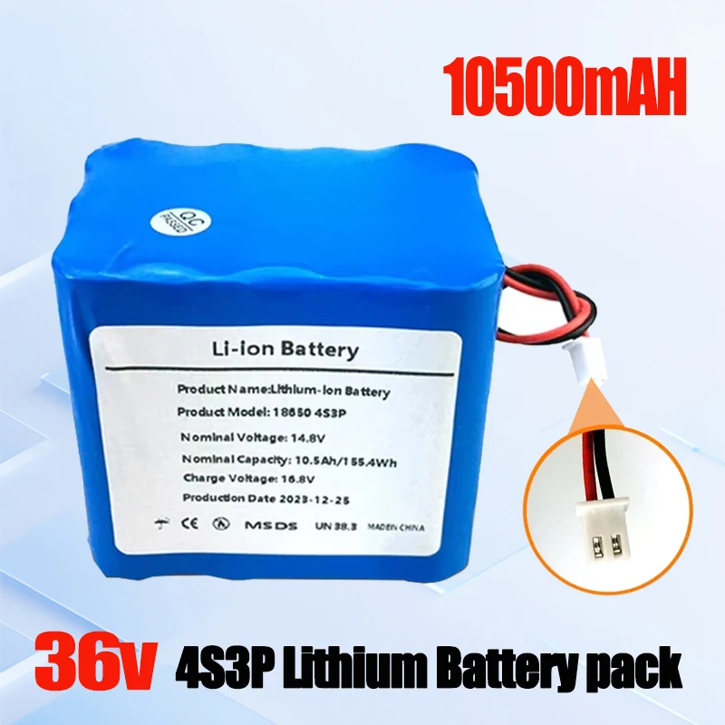 

4S3P 14.8V 10500mAh For Night Fishing Lamp Heater Miner's Lamp Amplifier Etc 18650 Li-iom Battery Pack with BMS