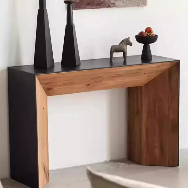 طاولة مدخل من الخشب الصلب القديم، خزانة مدخل الرياح وابي سابي، خشب الصنوبر يعتمد على