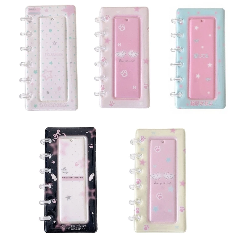 E1PC Photo Card Holders Book, PVC Loose Rings Photo Booth Album for 2X6Inch Photo Strips, Desk Organization, and Travel