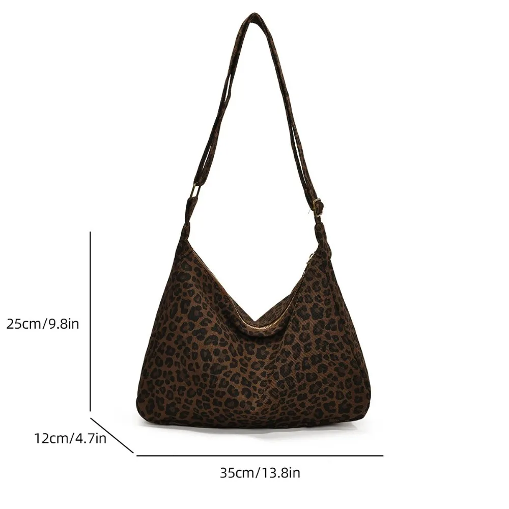 New Soft Textile Women's Shoulder Bag Large Capacity Adjustable Strap Leopard Print Bag Tote Handbag - view 6