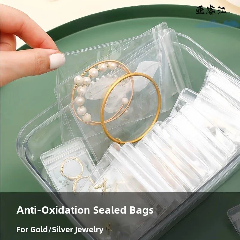 

Transparent Gold Silver Jewelry Storage Bag Earring Necklace Organizer Box Home Storage Tools for Precious Accessories