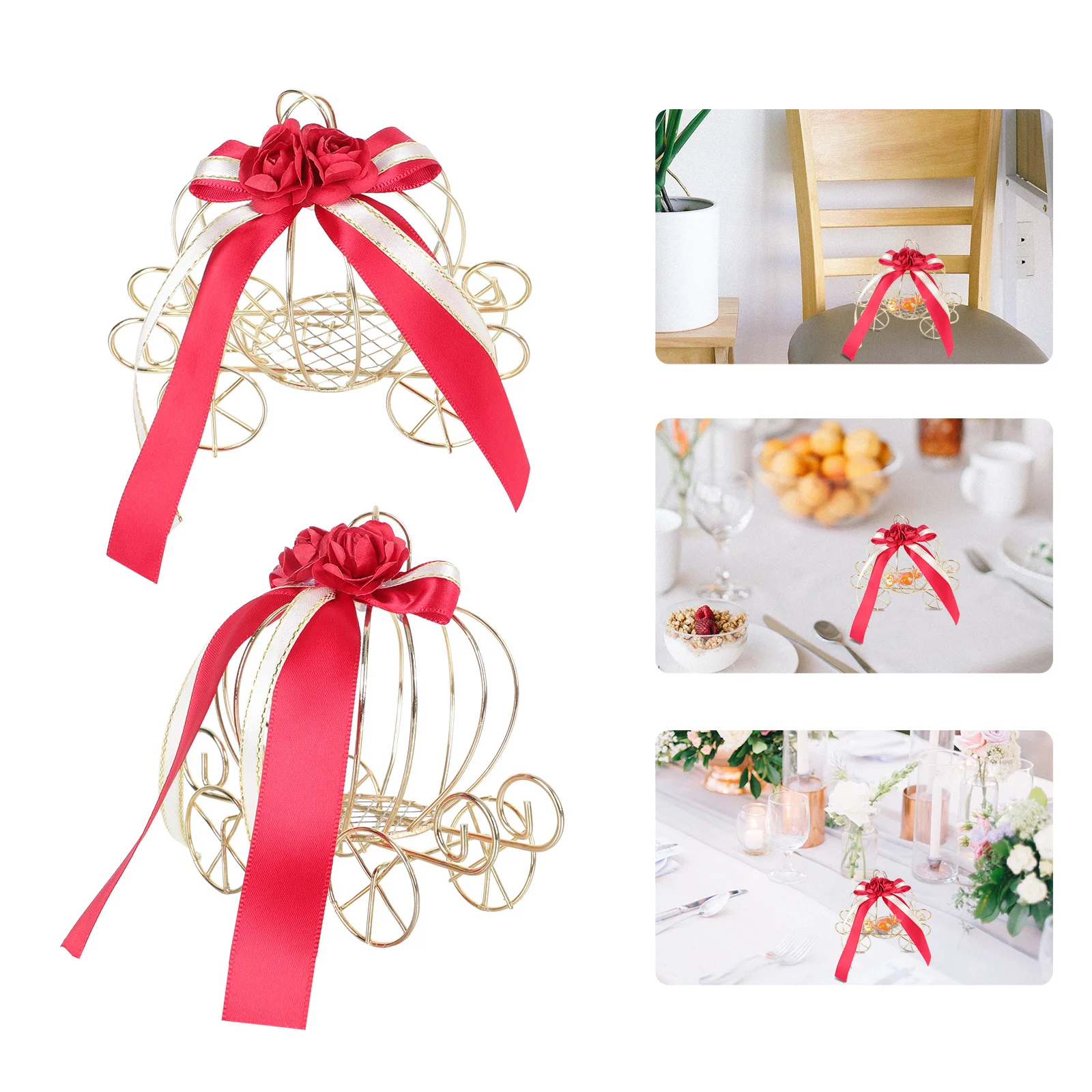 

2Pcs Pumpkin Carriage Candy Boxes Metal Candy Container Creative Party Favor Storage Case for Wedding Birthday Decoration