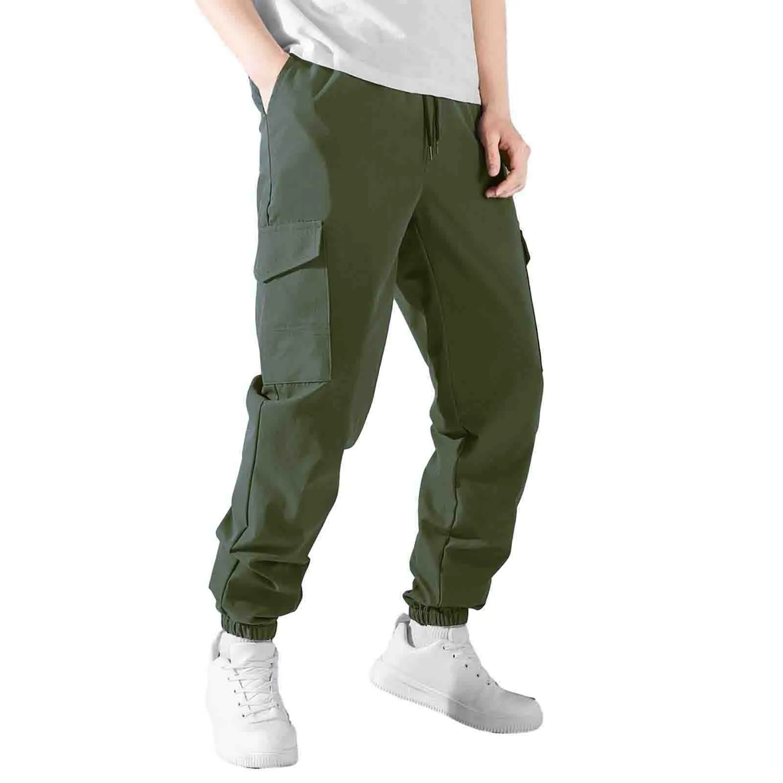 

Men'S Workwear Pants With Multiple Pockets Fitting Classic Causal Fashion Outdoor Simple Solid All-Match Cargo Trousers