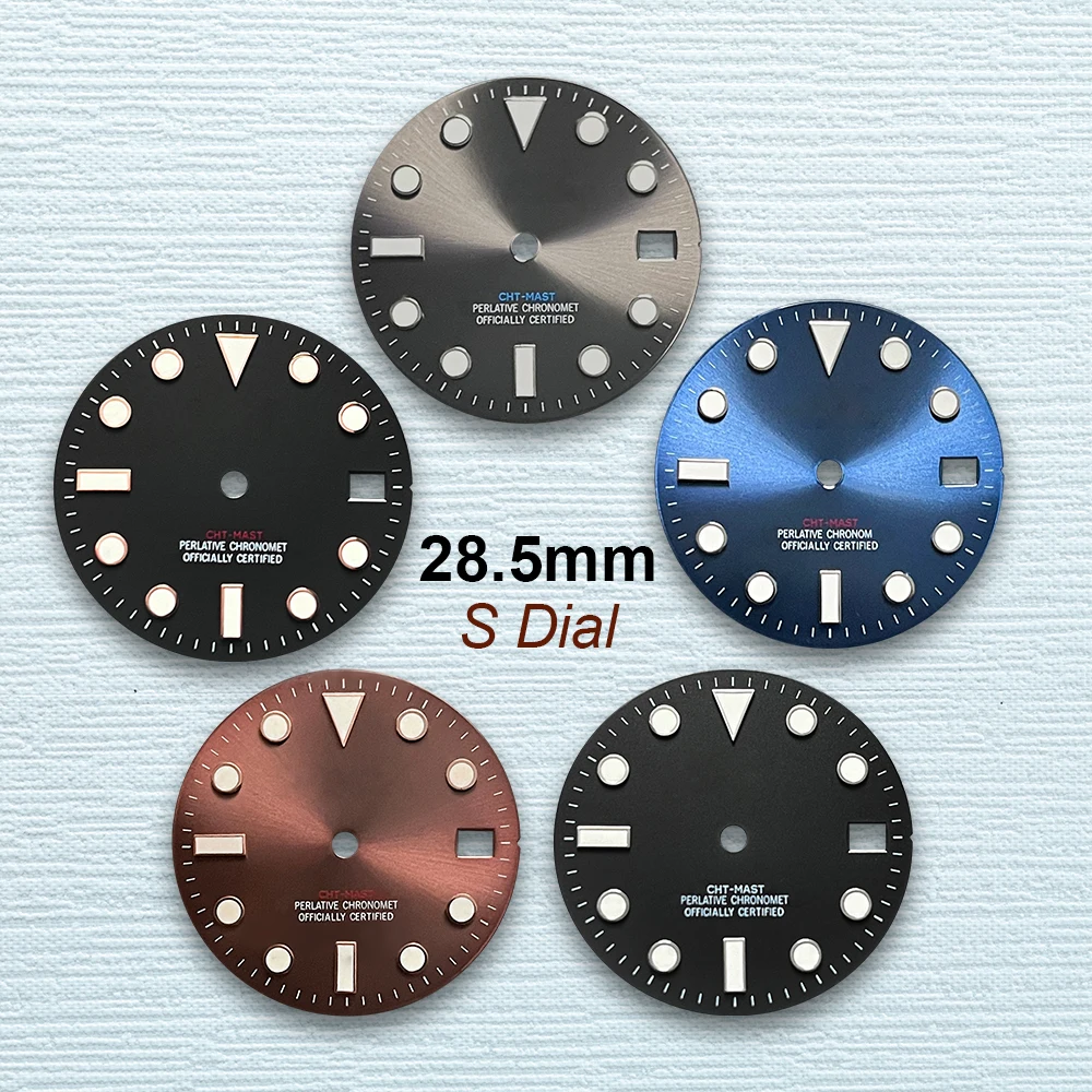 

28.5mm S Logo SUB Dial Fit NH35/NH36/4R/7S Japanese Movement Ice Blue Luminous Sunburst High-Quality Watch Modified Accessories