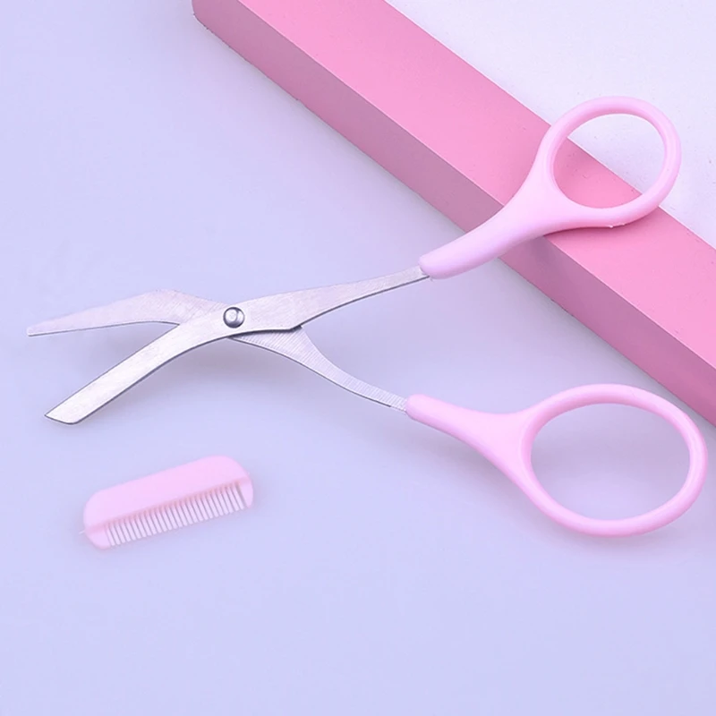 Kéo Cắt Lông Mày Bằng Thép Không Gỉ Với Lược Cong Tông Đơ Cắt Chải Lông Dụng Cụ Làm Đẹp Dropshipping