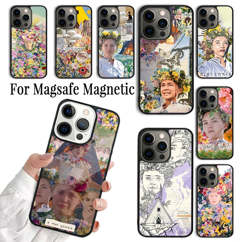 Coque Phone Case For iPhone 16 15 14 13 12 Mini 11 Pro Max Plus Magsafe Magnetic Wireless Charging Cover Midsommar May Queen