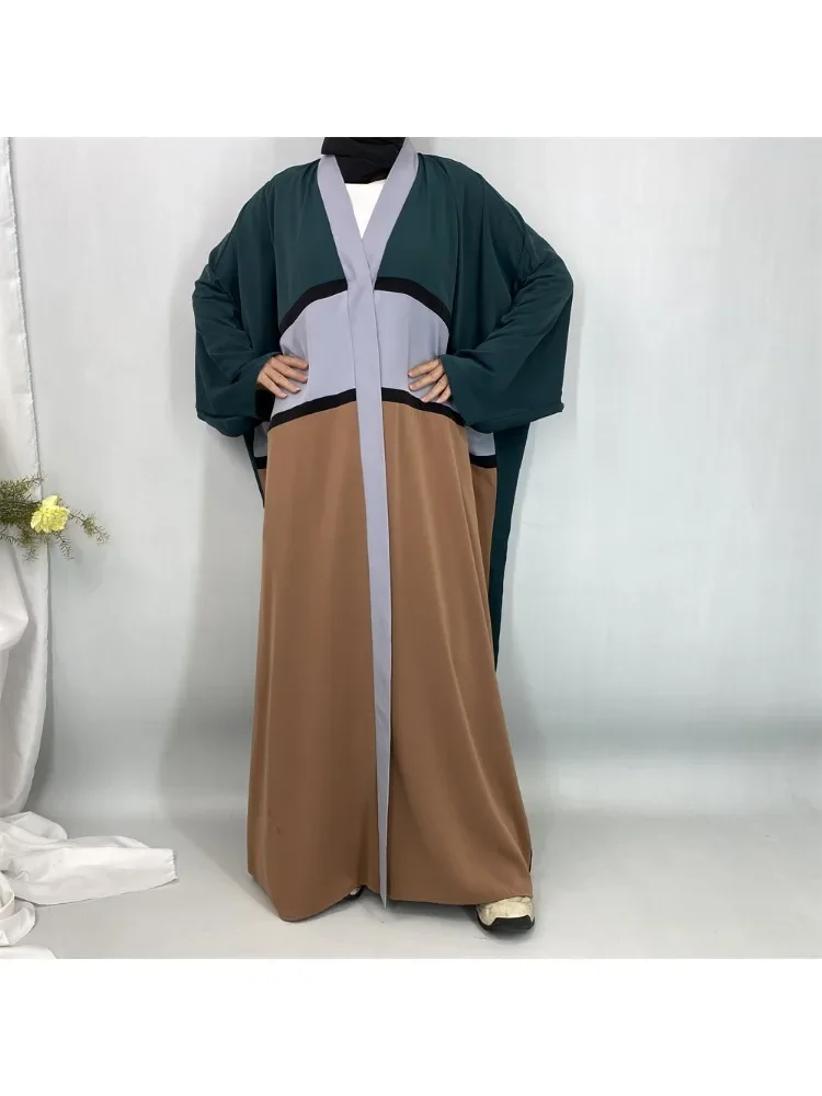 

Luxury Muslim Patchwork Open Abaya for Women Ramadan Eid Kimono Dubai Islam Clothing Caftan Femme Robe Kaftan Modest Dress