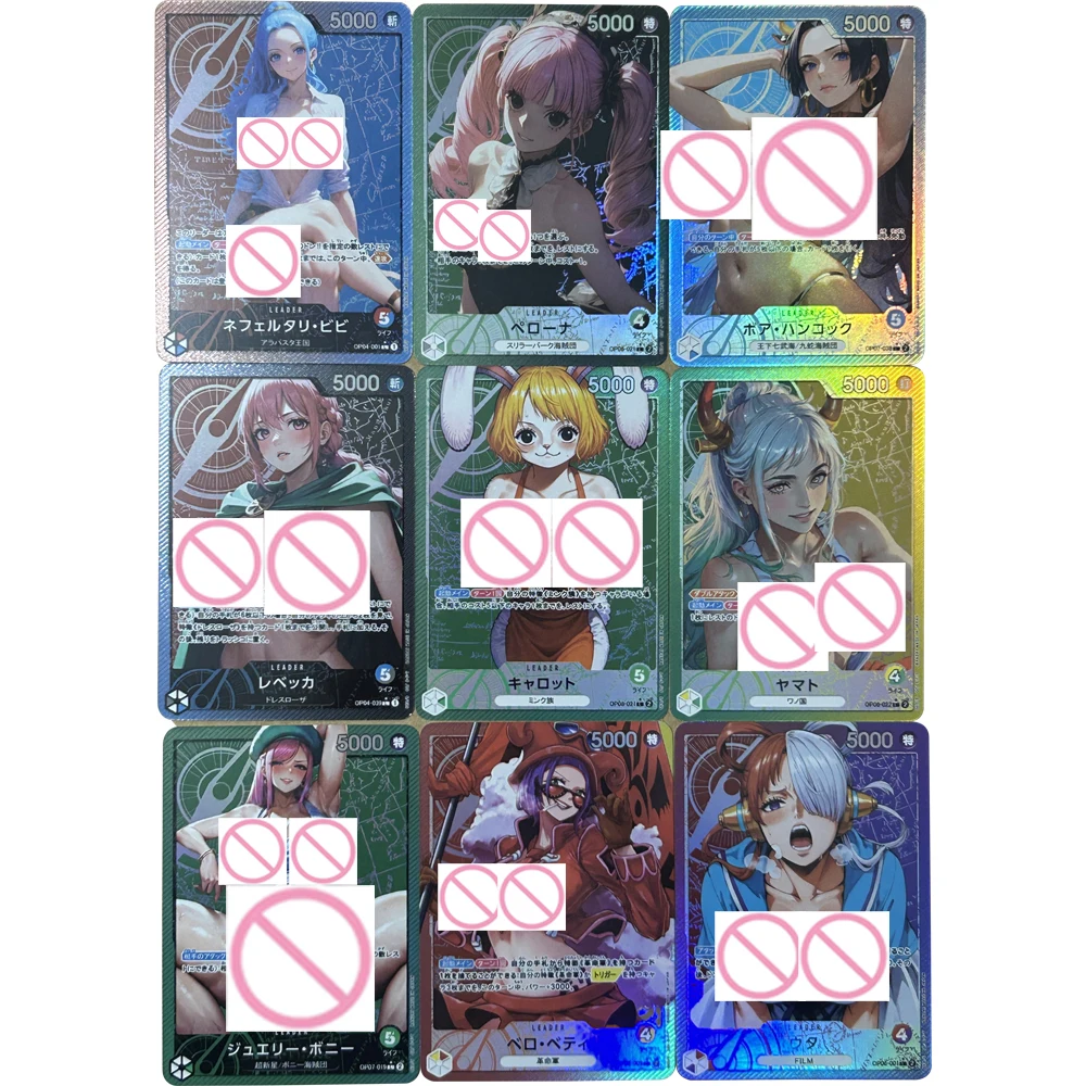 

9Pcs/set Anime OPCG Sexy Collection Card Nami Uta Boa Hancock Perona Big Chest Refractive Color Flash Card Gifts 63*88mm