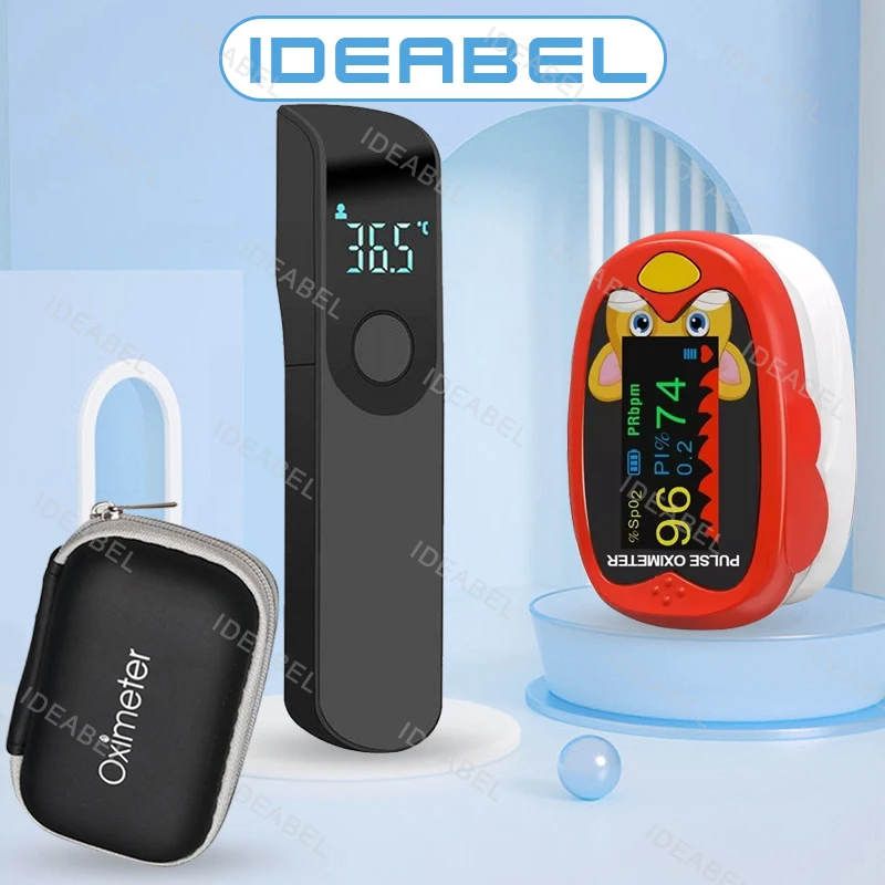 USB Oximeter Finger Medical Infrared Forehead Thermometer Digital Non-contact Laser Household LCD Baby Adult Fever Infant