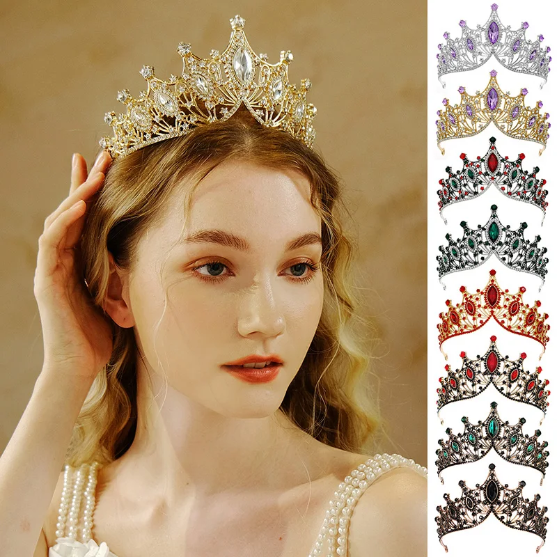 Miallo Elegant Large Rhinestone Bridal Tiara Wedding Headpieces Accessories Multicoloured Crowns For Women