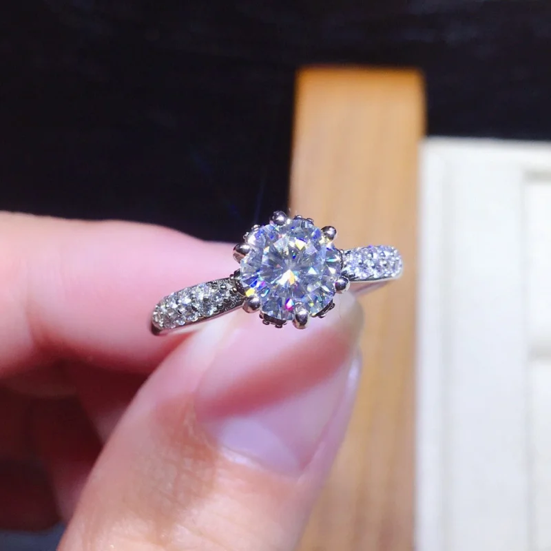 Hearts Eight Arrows PT950 Plated Imported Moissanite Open Ring for Women TikTok Kuaishou Source