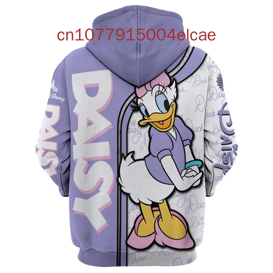 2024 New Disney Daisy Duck Zipper Hoodie Men's And Women's Children's 3D Printed Casual Fashion Hoodie