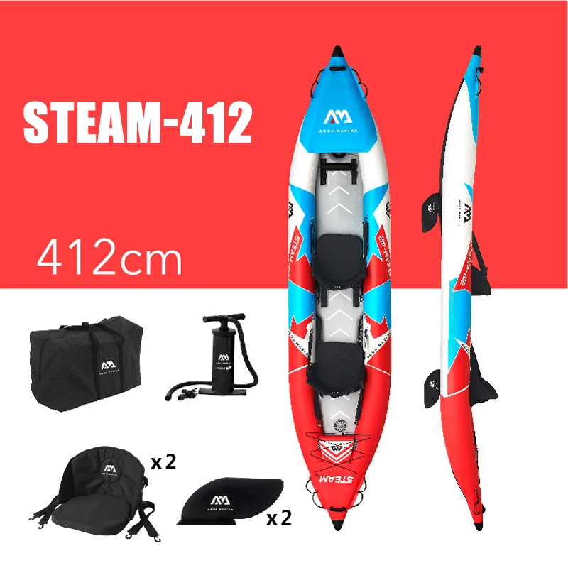 Inflatable Kayak 2 Side Air Chamber 1 Separate Inflatable Drop Stitch Air Deck 2 Seat With Foot Rest With 2 Kayak Fins