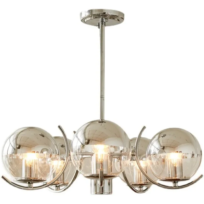 Medieval space age chandeliers, silver modern magic beans, lamps