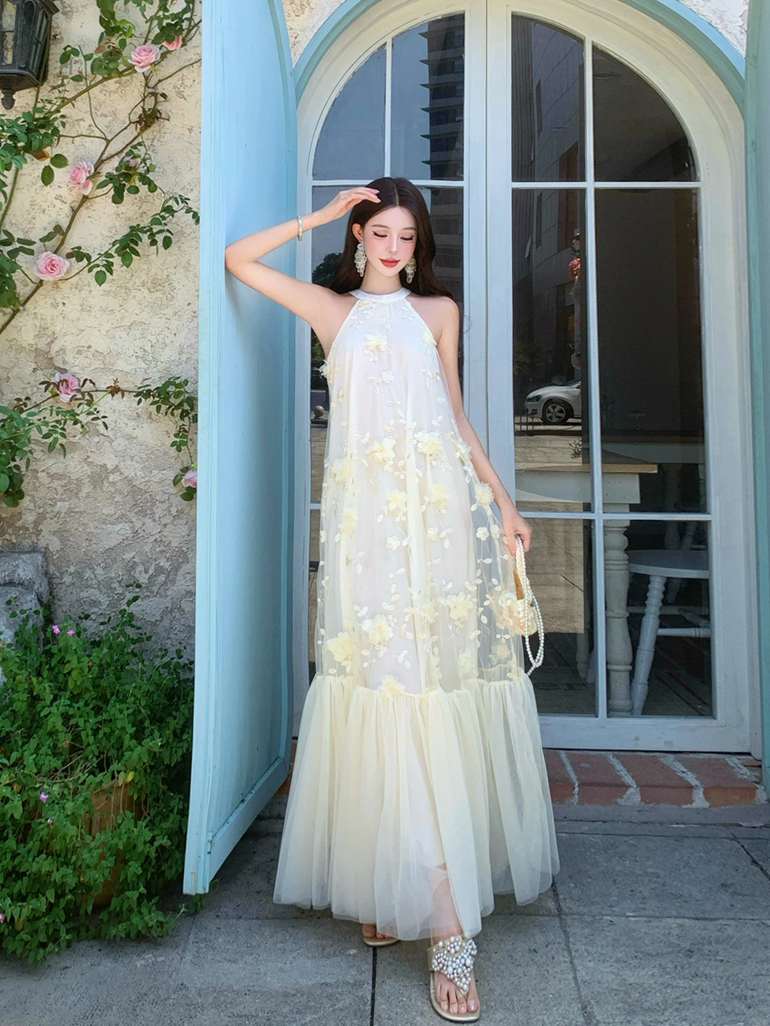 Jupe féerique blanche romantique, robe d'été pour Photo de plage, parfaite, douce, taille ample, Me Ne Hanging Princ Dr, respirante