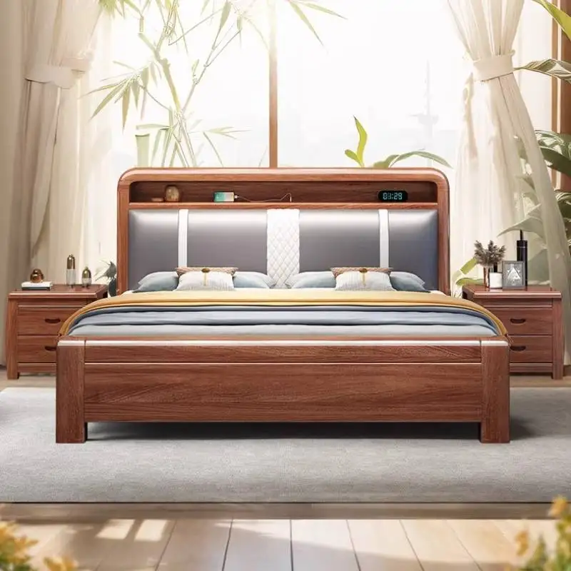 

Headboards Double Double Bed Adults Guest House Accessories Household Luxury Bed Modern Solid Camas De Dormitorio Furniture