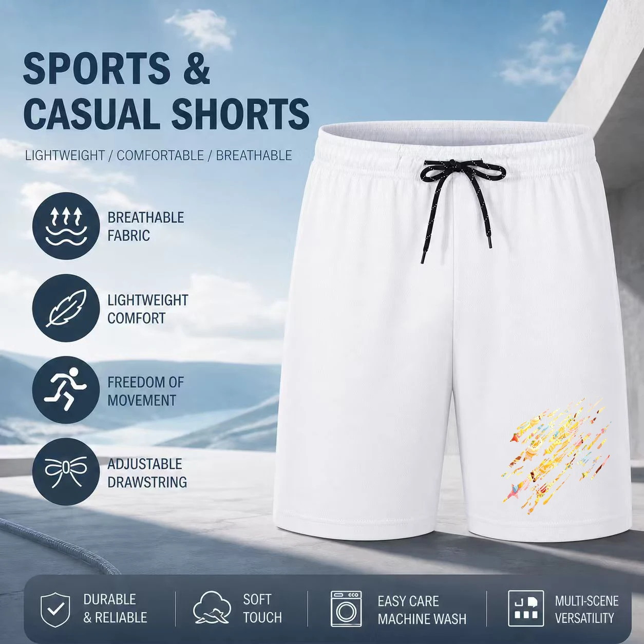 Summer New Arrival Sports Shorts Men New Comfortable Elastic Waist Clothing Male Breathable Short Trousers