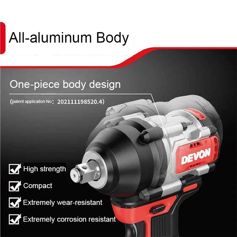 DEVON Heavy Duty Impact Wrench Brushless 5759 20v 850Nm Torque Adjustable 2400rpm 2700ipm Universal Flex Battery Platform