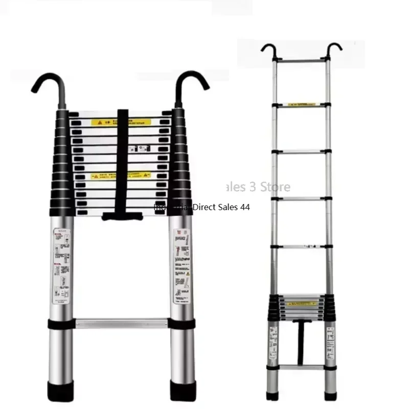 1.5M 1.9M Aluminum Alloy Ladder Portable Telescopic Household Folding Lifting Hook Pedal Single Ladder Indoor And Outdoor