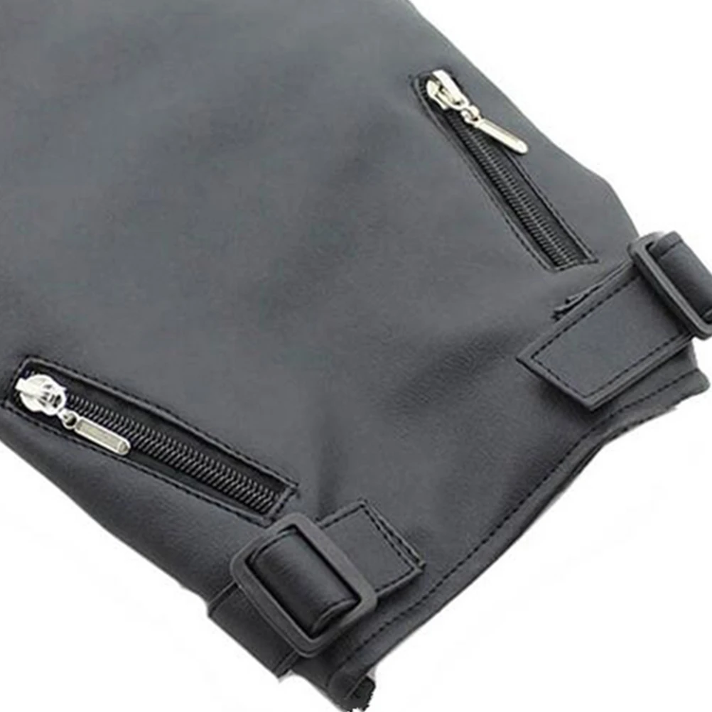 

Pet Dog PU Winter Coat Warm Zip Up Puppy Jacket Vest Windproof Cold Weather Dog Clothes Apparel Size L Black