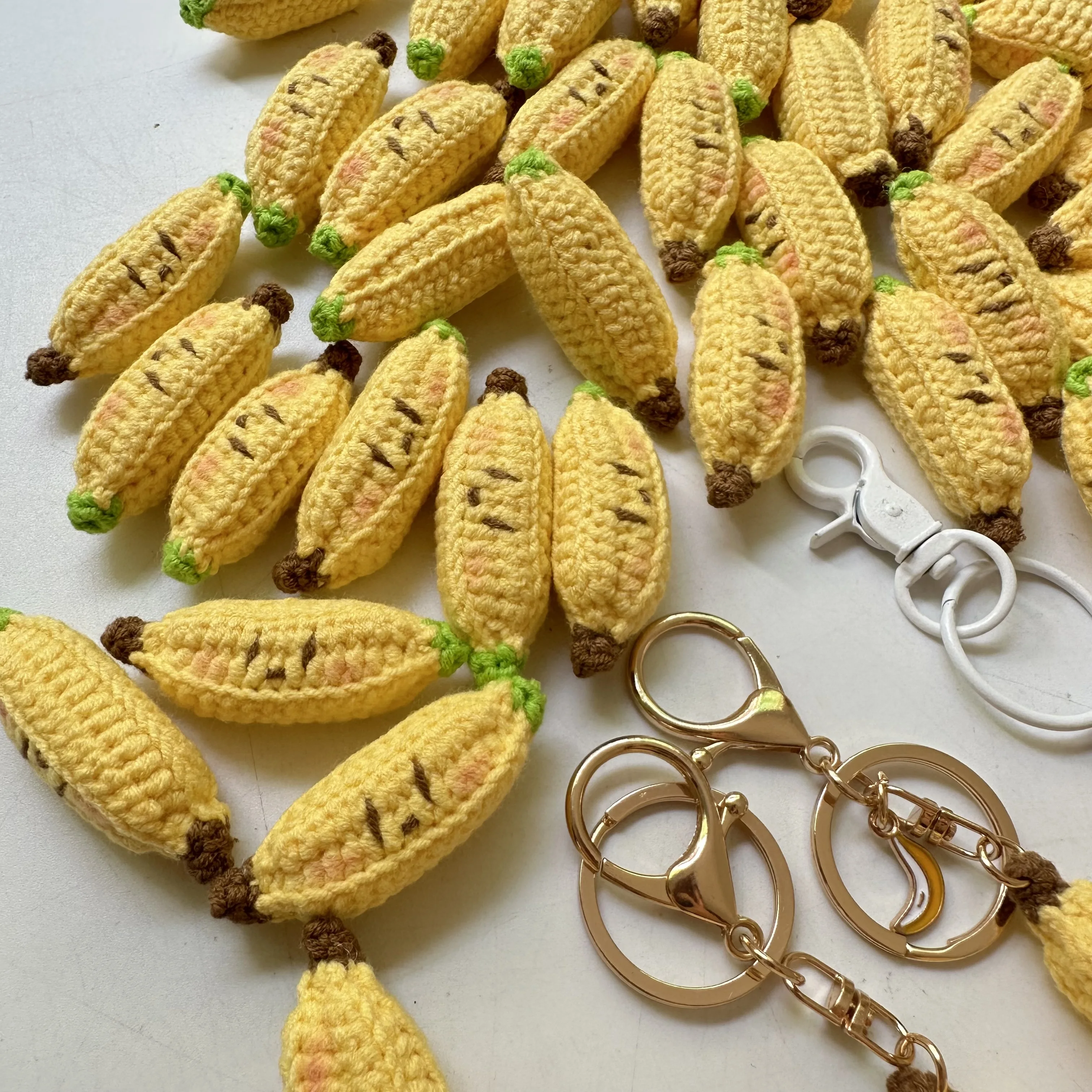 Finished Handmade Good Cotton Cute Mini Banana Knitted Pendant Crocheted Car Keychain Wool Gift Rich Butter School Bag Pendant