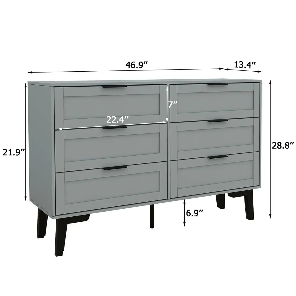 Grey 6 Dresser for Bedroom Modern Grey Chest of Drawers for Wood Dressers amp Chests of Drawers for Bedroom Living Room