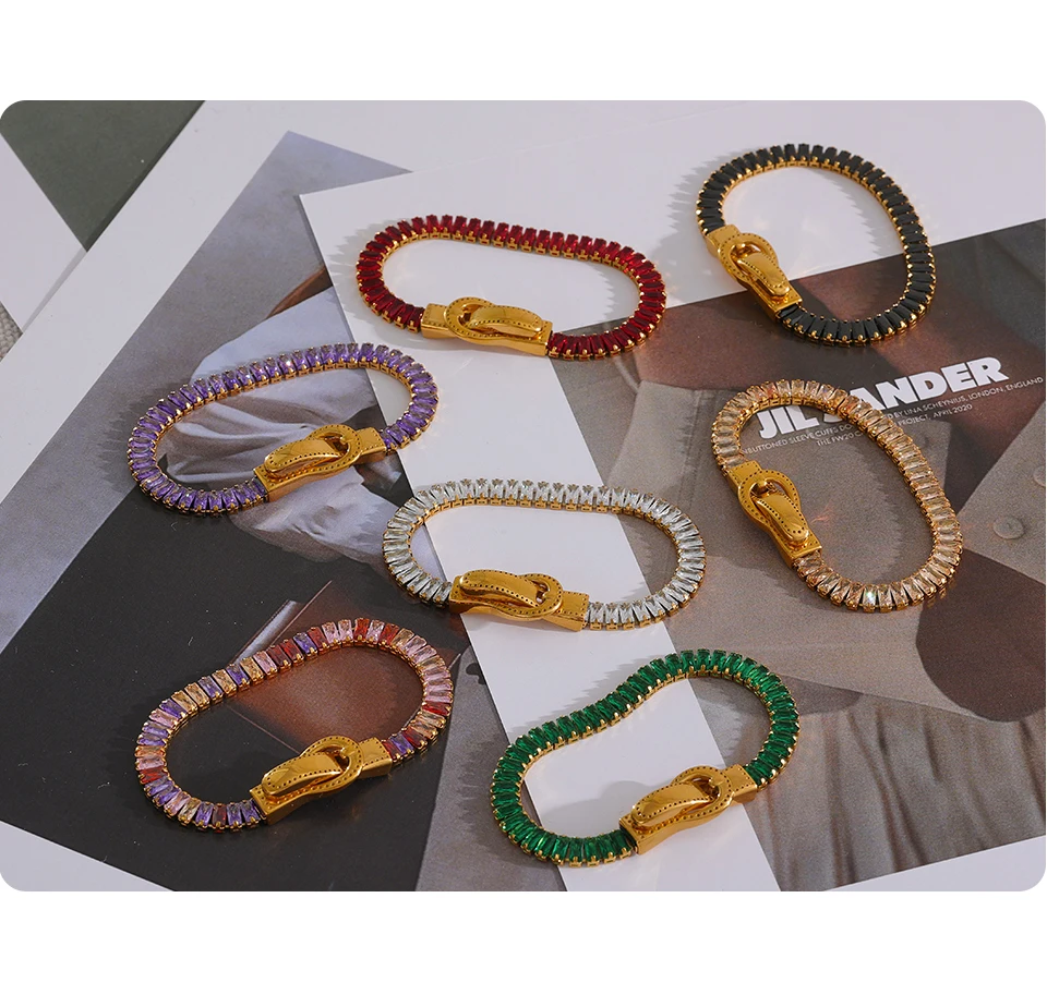 Yhpup Luxus Bunte Zirkonia Edelstahl Gürtelschnalle Armband Armreif Bling Stilvoller Einzigartiger Wasserdichter Modeschmuck – Detail 11
