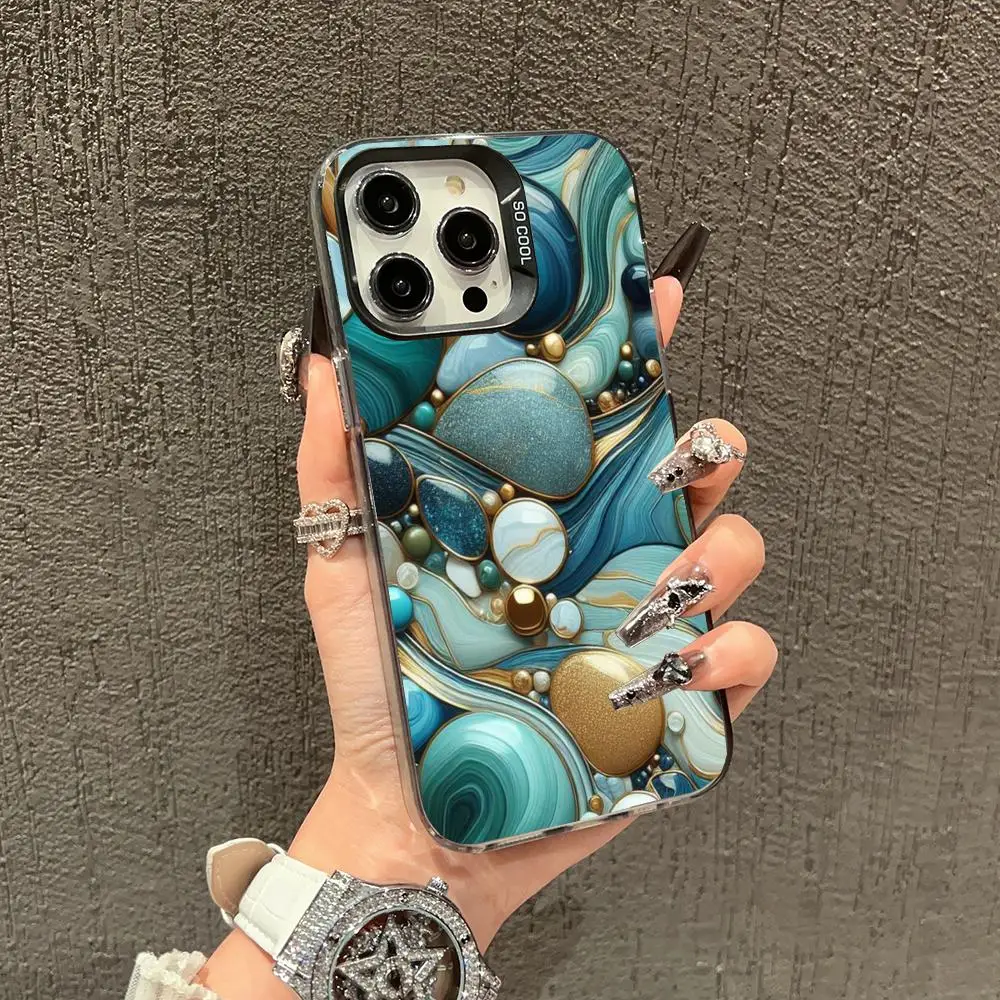 

Green pattern design case for iPhone 16 15 14 13 12 11 Pro/ Max/Plus shock-proof rear cover anti-fingerprint