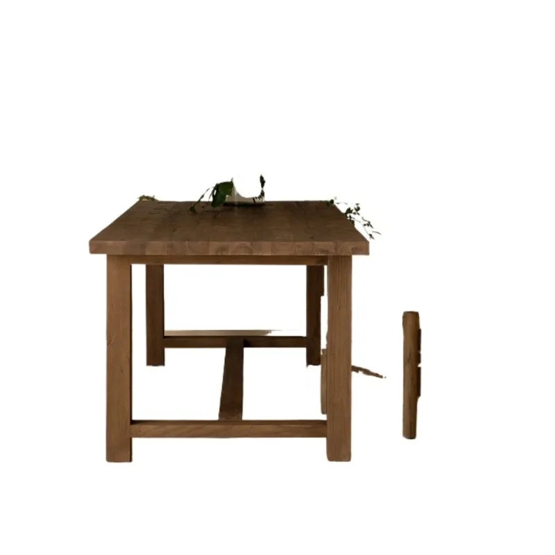 

Rectangle dining table, medieval retro style, all solid wood, workbench, wabi-sabi style