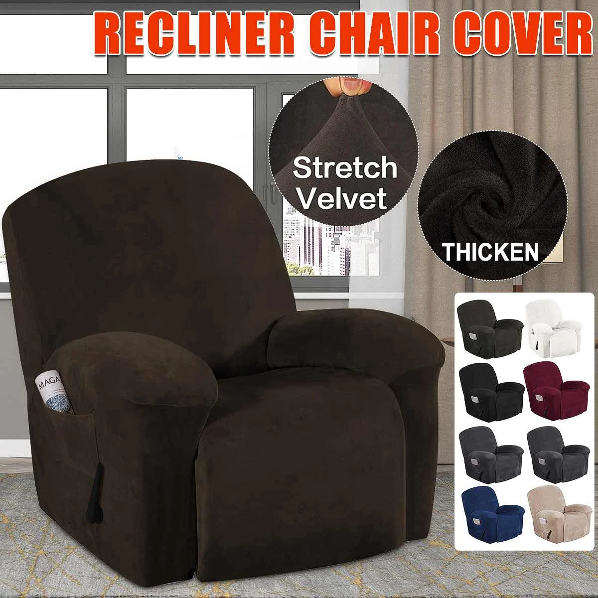 กำมะหยี่ขนแกะล้างทำความสะอาดได้ Recliner เก้าอี้ Slipcovers สุนัขแมวสัตว์เลี้ยง Single โซฟาเบาะเก้าอี้โซฟ...