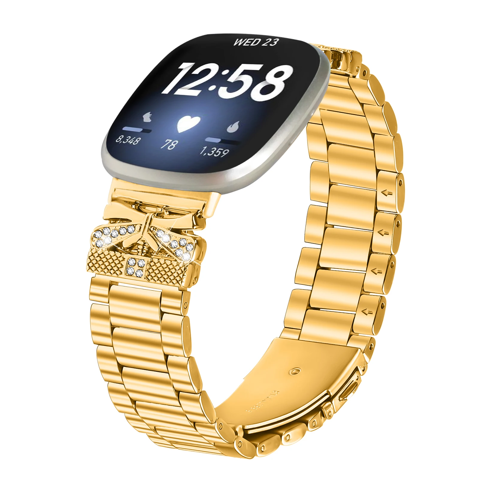 Ремешок из нержавеющей стали для Fitbit Versa 4 3, женские и мужские часы, металлический браслет, петля, застежка для Fitbit Sense2, замена браслета