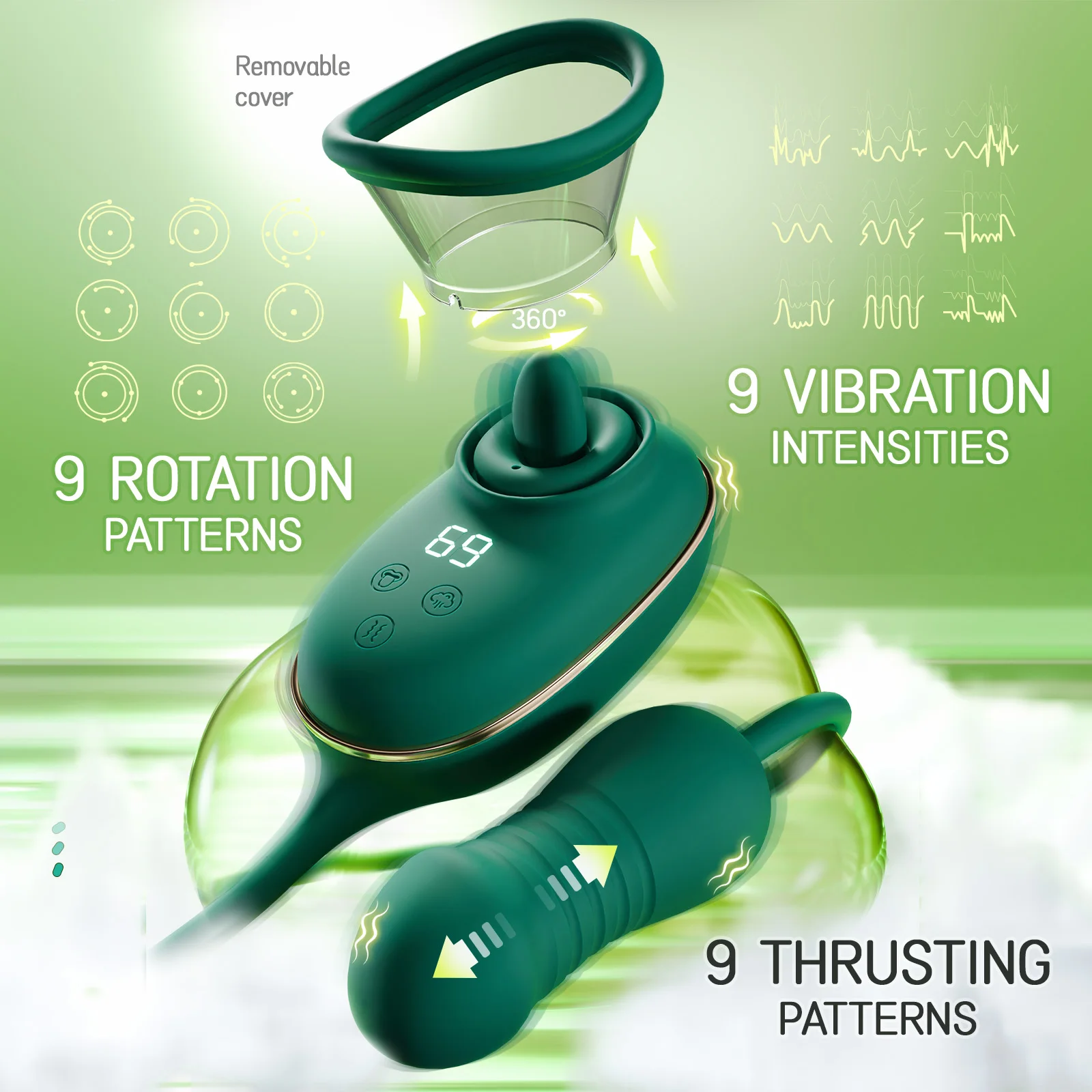 3 in 1 Vacuum Licking Vibrator for Women G Spot Massager Clitoris Stimulator Nipple Sucker Thrusting Dildo Sex Toys for Adult