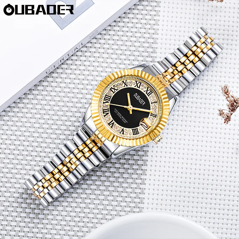 OUBAOER Slim Female Wristwatch Charming Heart‑beat series styling polished stainless‑steel strap Waterproof Dating Watch