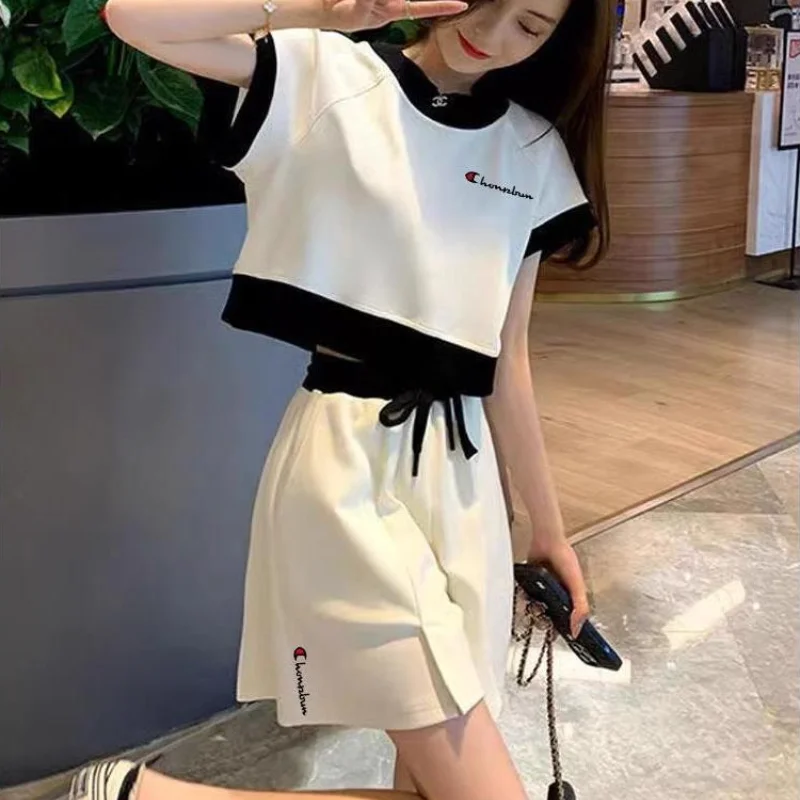 Women\'s Short Sets 2 Pieces Korean Style Sleeve Female Shorts Summer Fashion 2024 Complete Two Tailor Ensembles Two-piece Full