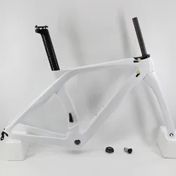 New RBK White 700C Racing Road Bike T1100 3K Full Carbon Fibre Bicycle Frame Fork+Seatpost+Clamp+Headset V Brake