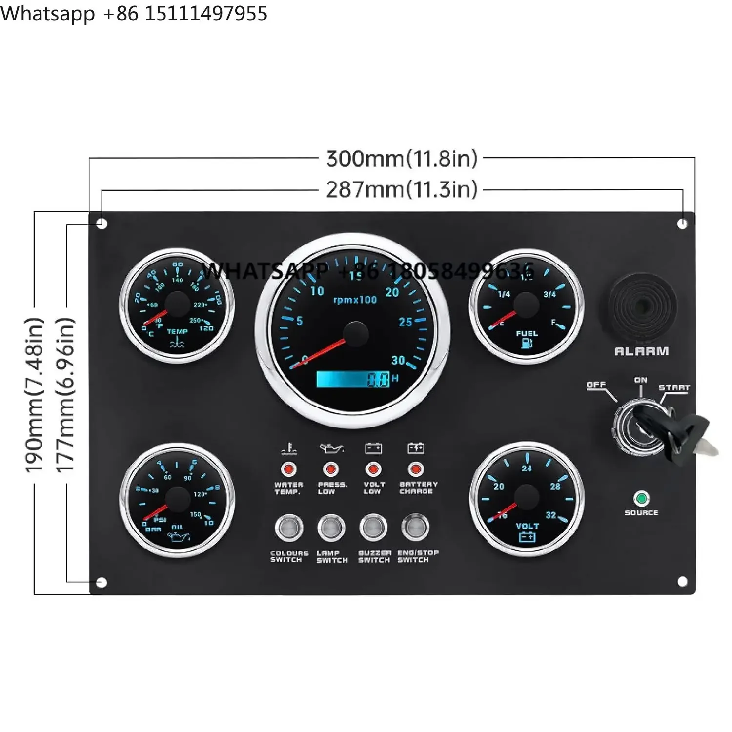 12V Waterproof Marine Instrument Boat Instruments Controller 4 Sensors