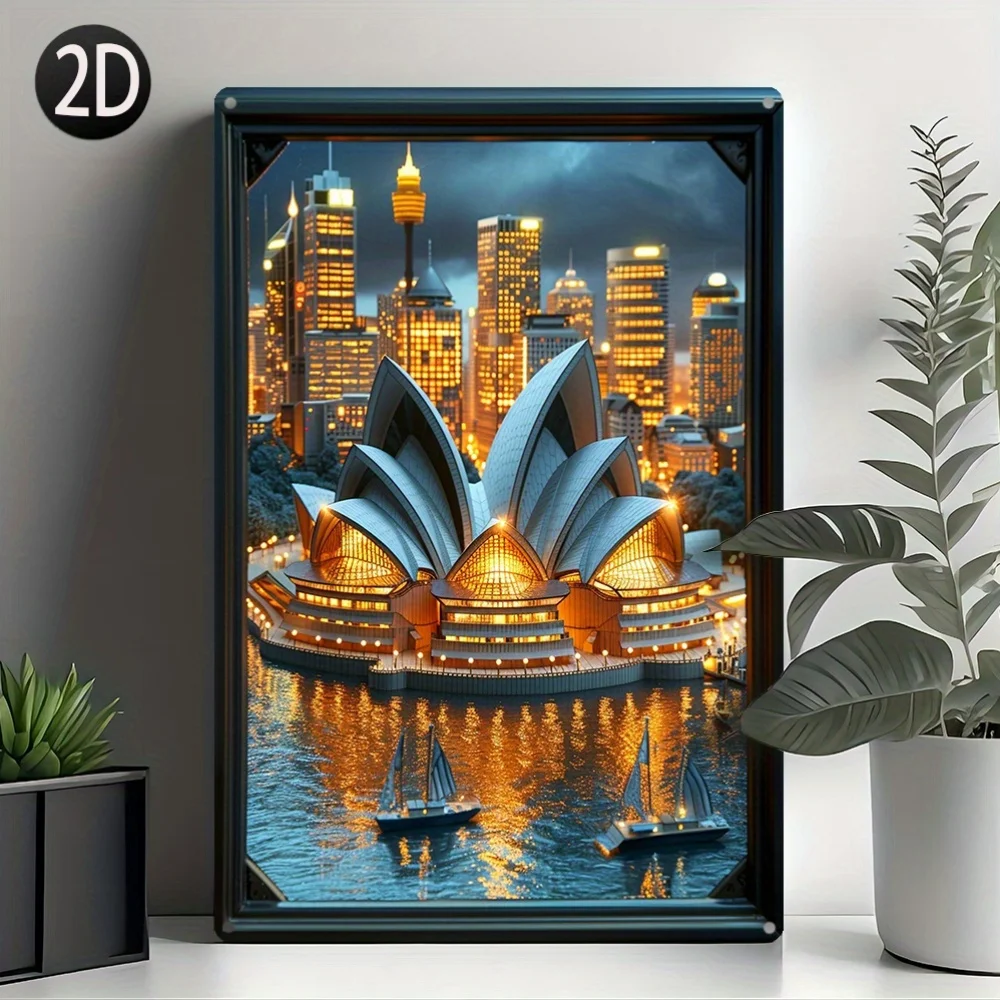 1pc Vintage Style Sydney Opera House Aluminum Metal Wall Decor Sign - 8x12 Inch Multipurpose, Moisture-Resistant Wall Ha