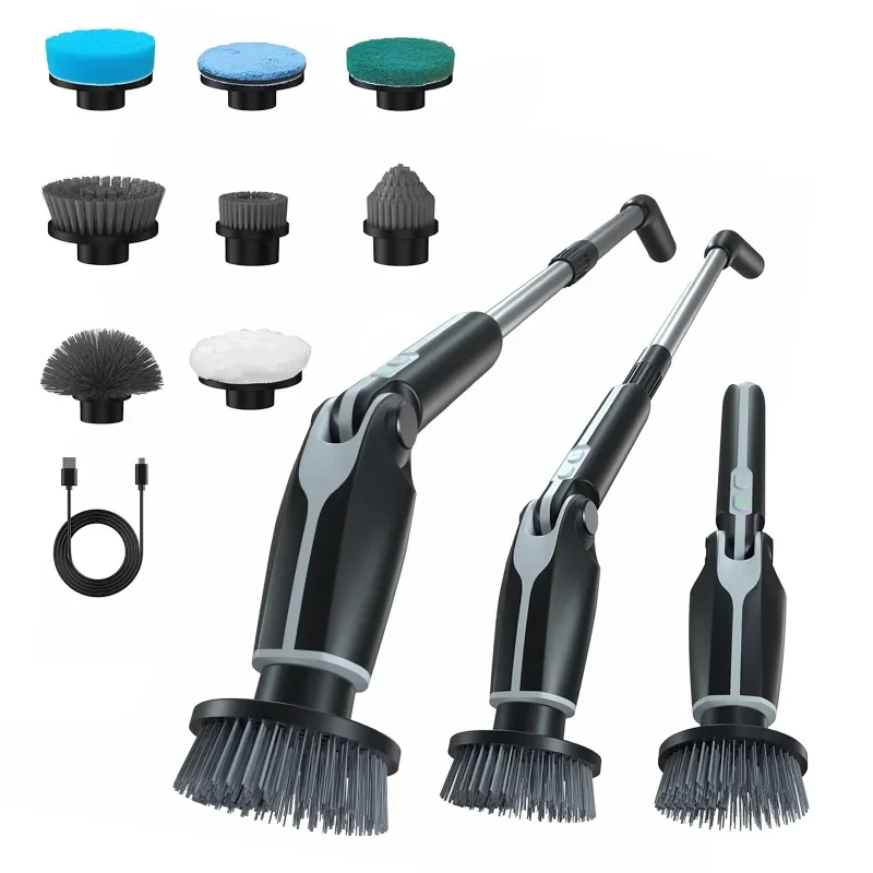 Multifunctional Electric Cleaning Brush with Long Handle and Retractable Waterproof Cleaning Tool for Household Flooring