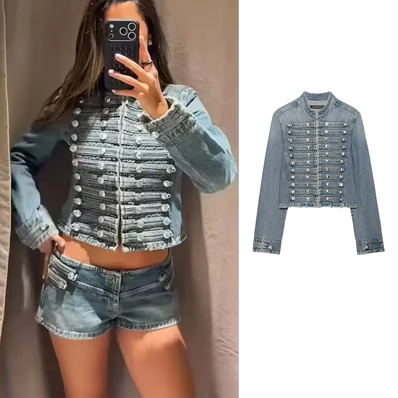 

Spring Women's New Denim Jackets 2026 Fashion Retro Slim British Youth Jackets Chic Spring Street Warm Long-Sleeved Denim Coats