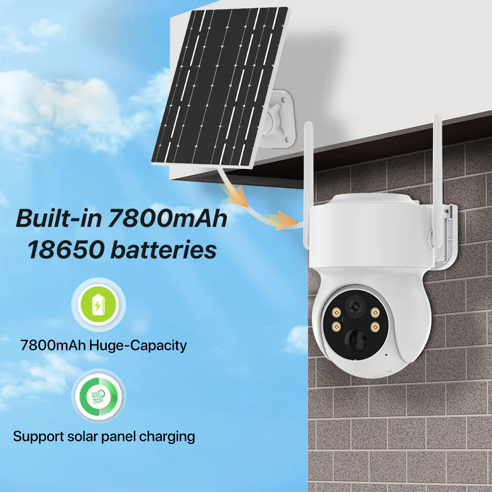 8mp Wireless Solar Camera Outdoor Wifi Pir Human Detection 7800mah Rechargeable Battery 4mp Wifi Security Camera Icsee App