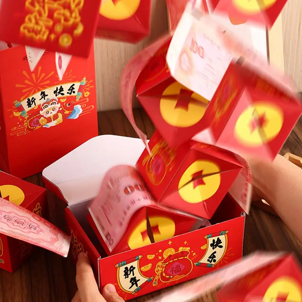 Happy New Year Surprise Gift Boxes Out Money Gift Box DIY Folding Up Red Envelope Bounce Box Surprise Bounce Box