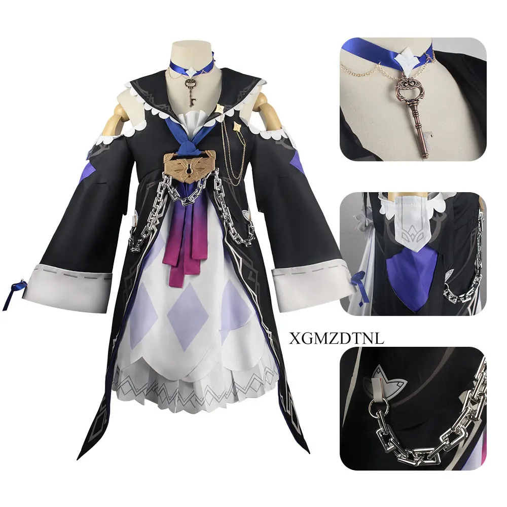 Honkai-Star Rail Herta Cosplay Costume pour femmes et filles, perruque, vêtements de sauna, collier, station spatiale, accessoires de fête d'Halloween