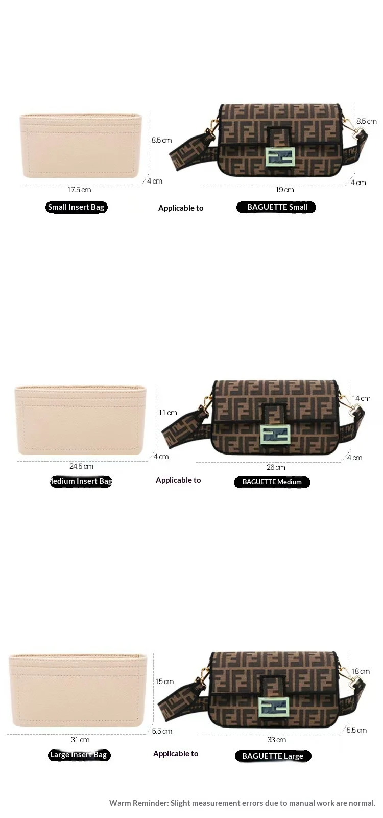Homefish Filz-Taschenorganizer, Make-up-Einsatz für Damenhandtaschen, Kosmetiktasche, tragbarer Innenorganizer zur Aufbewahrung – Detail 8