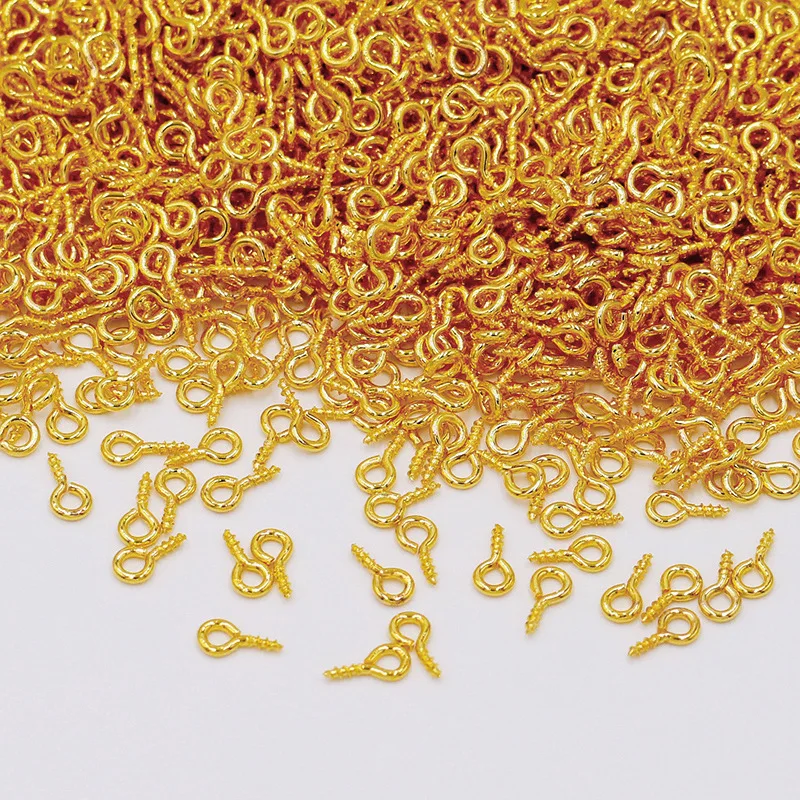 

50 pcs/lot 925 Silver Plated Screw Eye Pins for Jewelry Making Threaded Clasps Hooks for DIY Jewelry Making Supplies