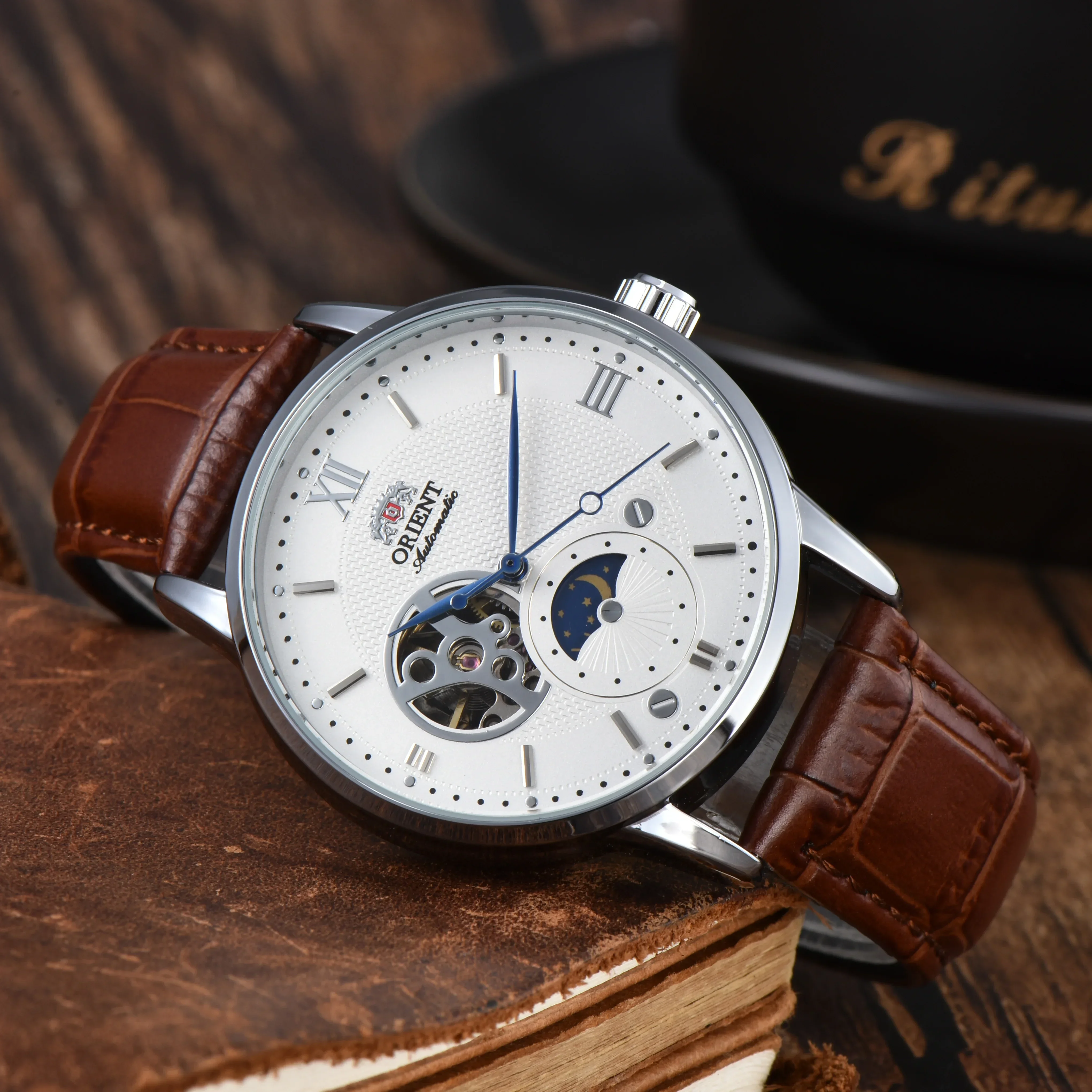 DFDG Orient Mechanical Unisex Automatic World Time Full Function Leather Strap Water Resistant Shockproof Star Series view 4