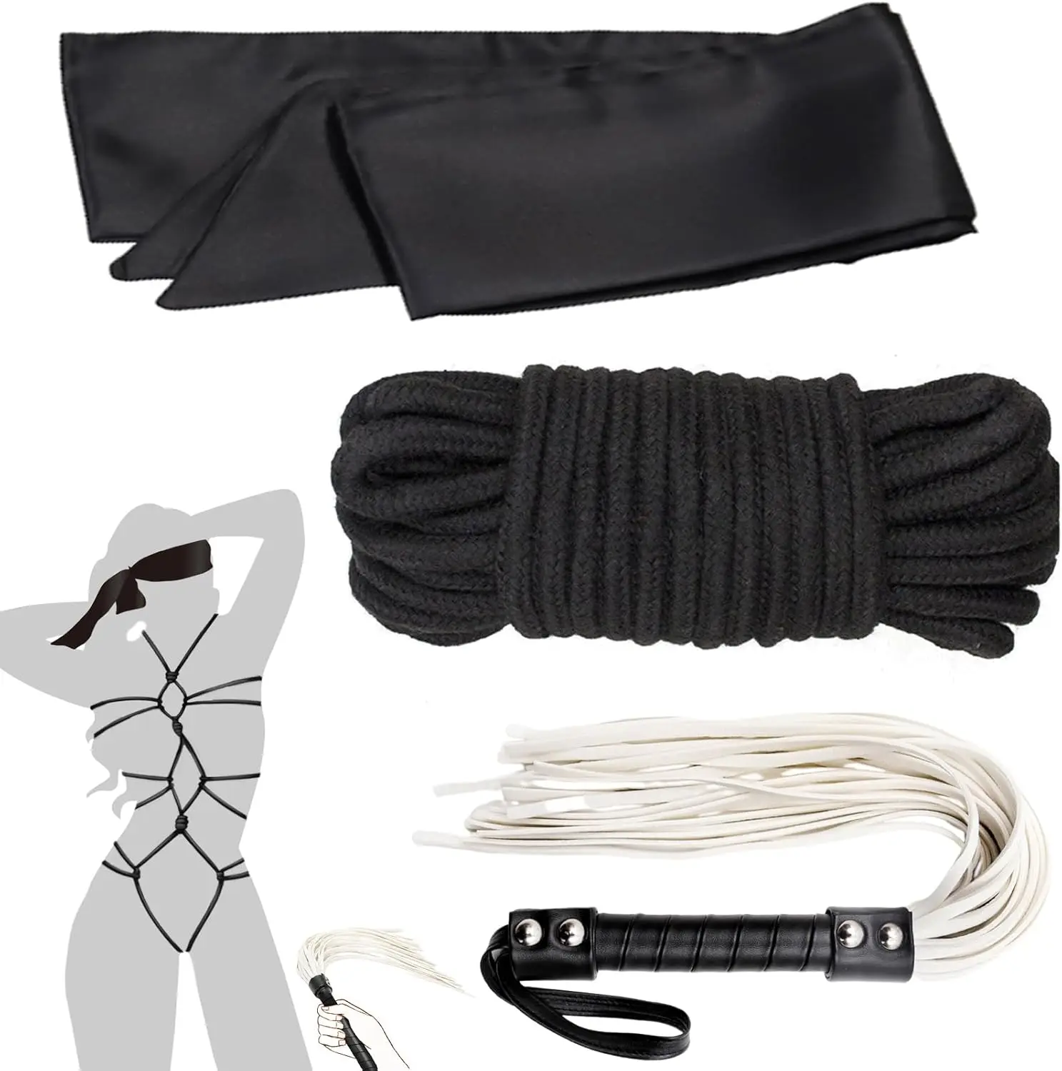 BDSM Bondage Set Blindfold Sex Games Rope Leather Whip Bondage Kit BDSM Restraints Fetish Erotic Sex Toys For Couples Women