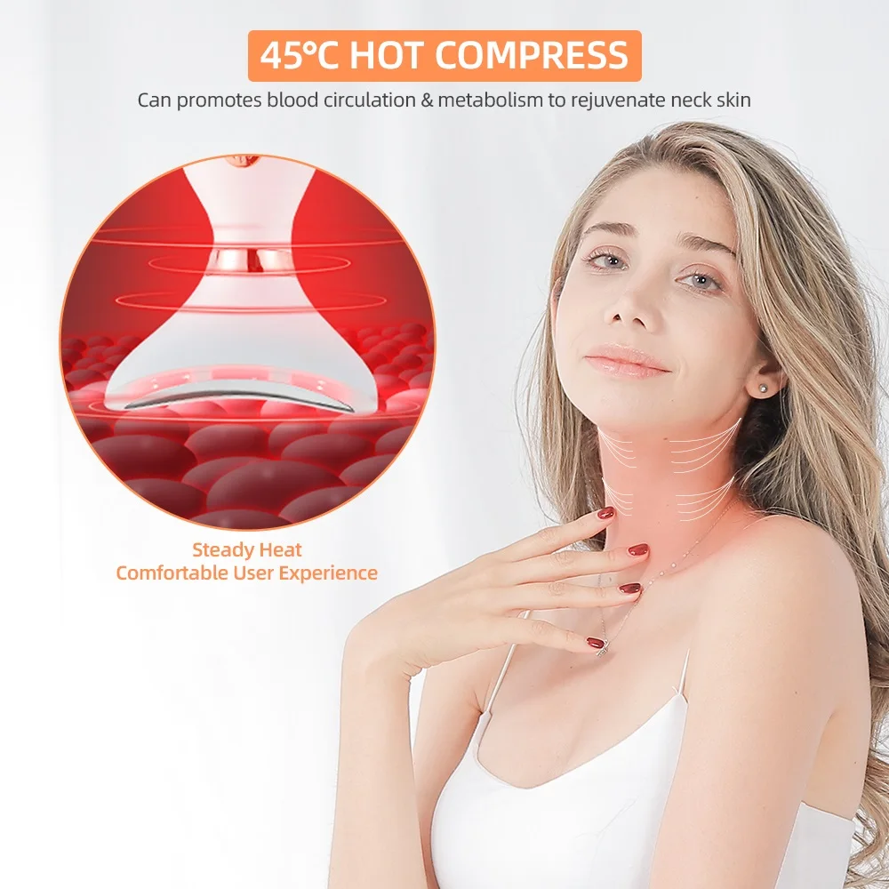 Remove Double Chin Device LED Photon Heating Therapy Anti-Wrinkle Neck Care Tool Vibration Skin Lifting Tighten Massager